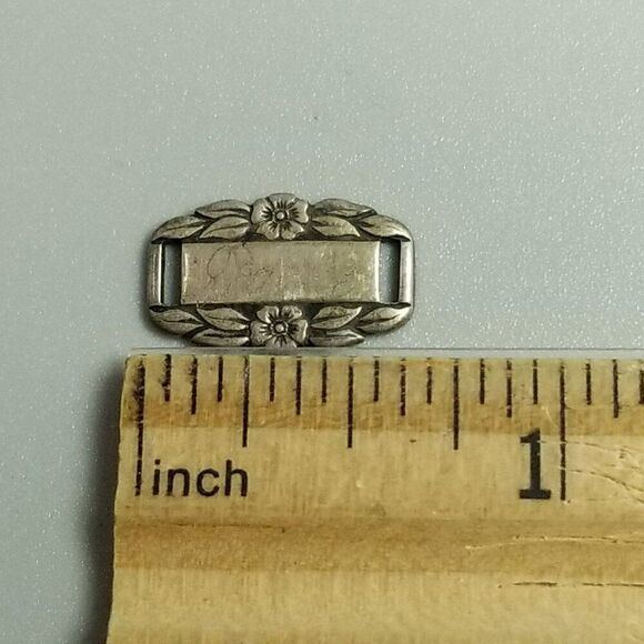 Vintage Jeanie Sterling Silver Forget-Me-Not Bracelet Charm Slide Link Engraved - Picture 4 of 7